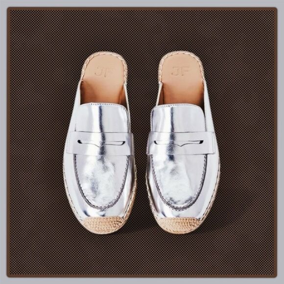 JustFab Ailana Flat Mule Metallic Slip-On Espadrille - Picture 2 of 16